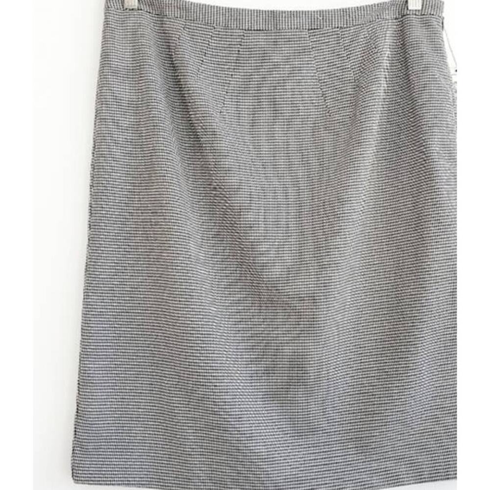 Worthington Skirt Houndstooth 14P Petite Side Zip Black White